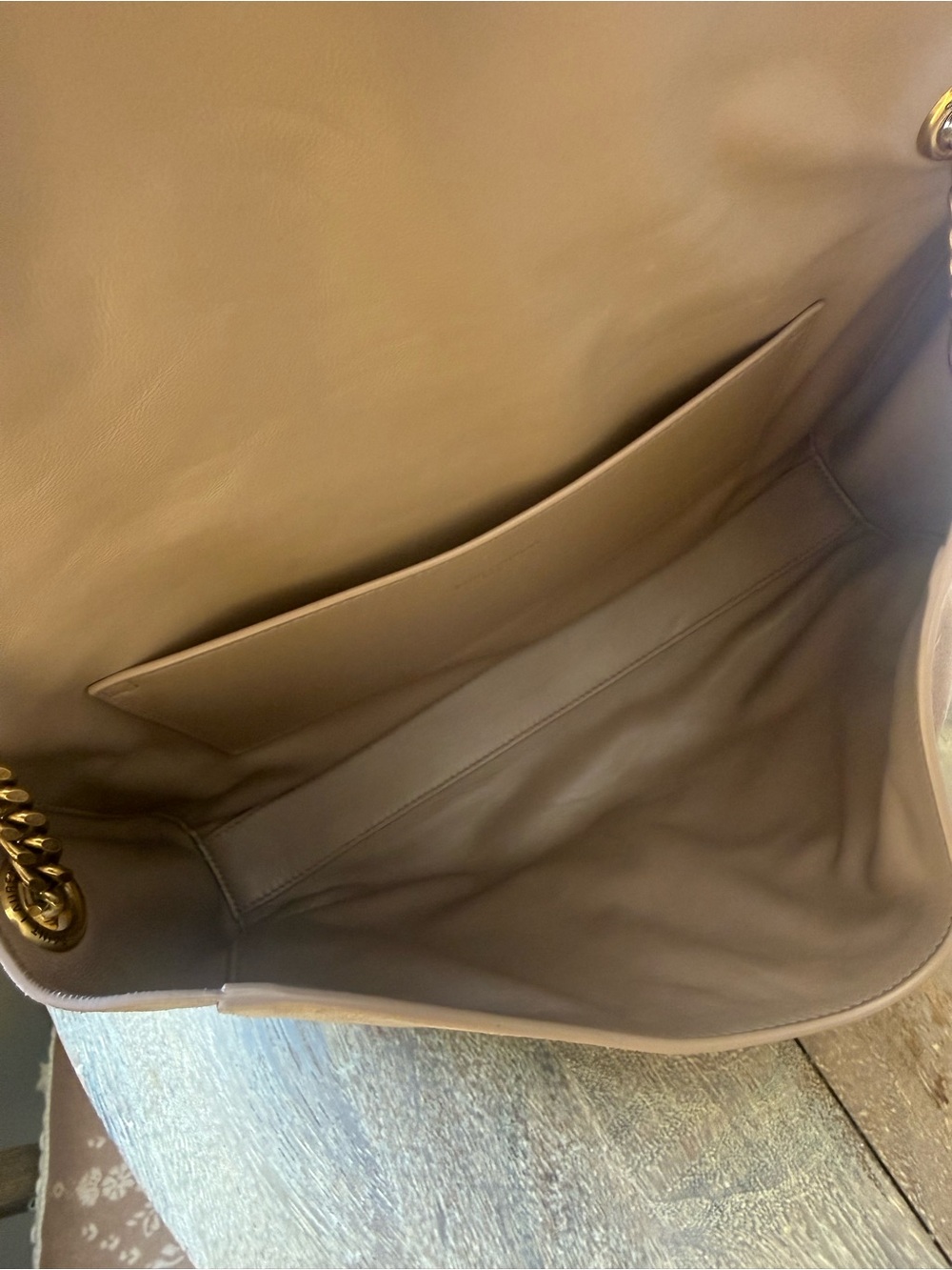 Authentic Saint Laurent Medium Kate Reversible Suede Leather Shoulder Bag Blush - Picture 13 of 16
